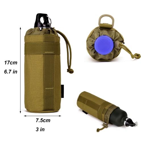 ArcEnCiel Water Bottle Pouch, Fits 550ml Water Bottles, Molle Compatible, Military/Tactical Carry, Bottle Drink Holder, Handy Water Bottle Case, Water
