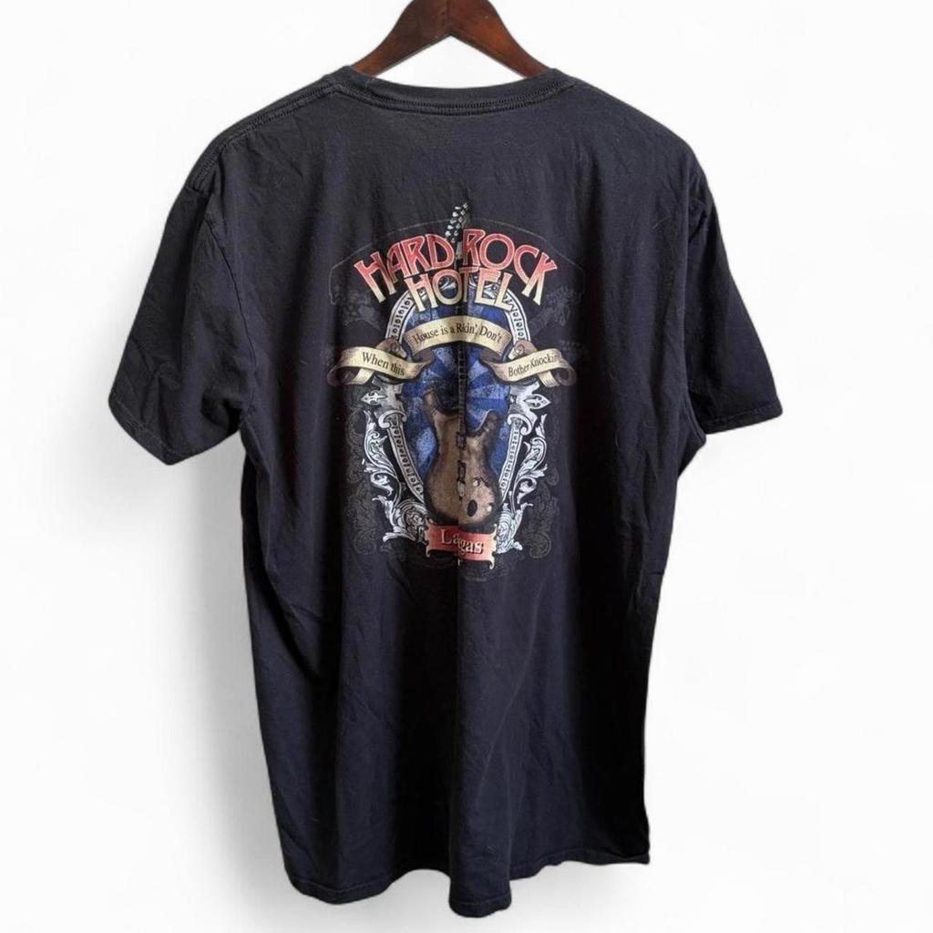 Maglietta Uomo Vintage Y2K Hard Rock Cafe Guitar Music Las Vegas 2XL Sbiadita T-Shirt Unisex