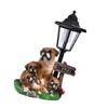 Realistic Resin Dog Garden Decoration with Solar Lighting Hand Painted Dog Figurine for Porch and Balcony Yard Ornament