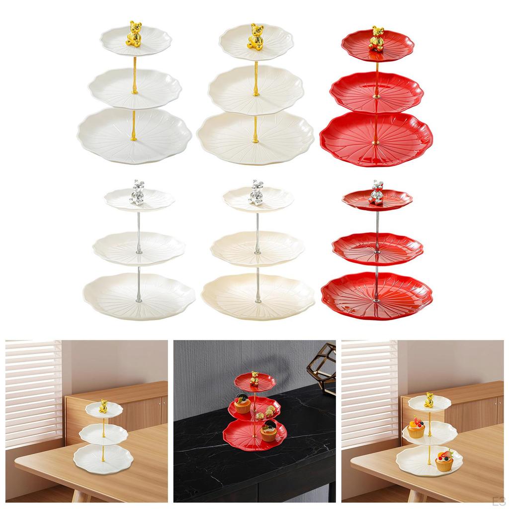 Dessert Cupcake Display Stand 3 Tier Table Centerpiece Pastry Serving Tray with Metal Rod for Tea
