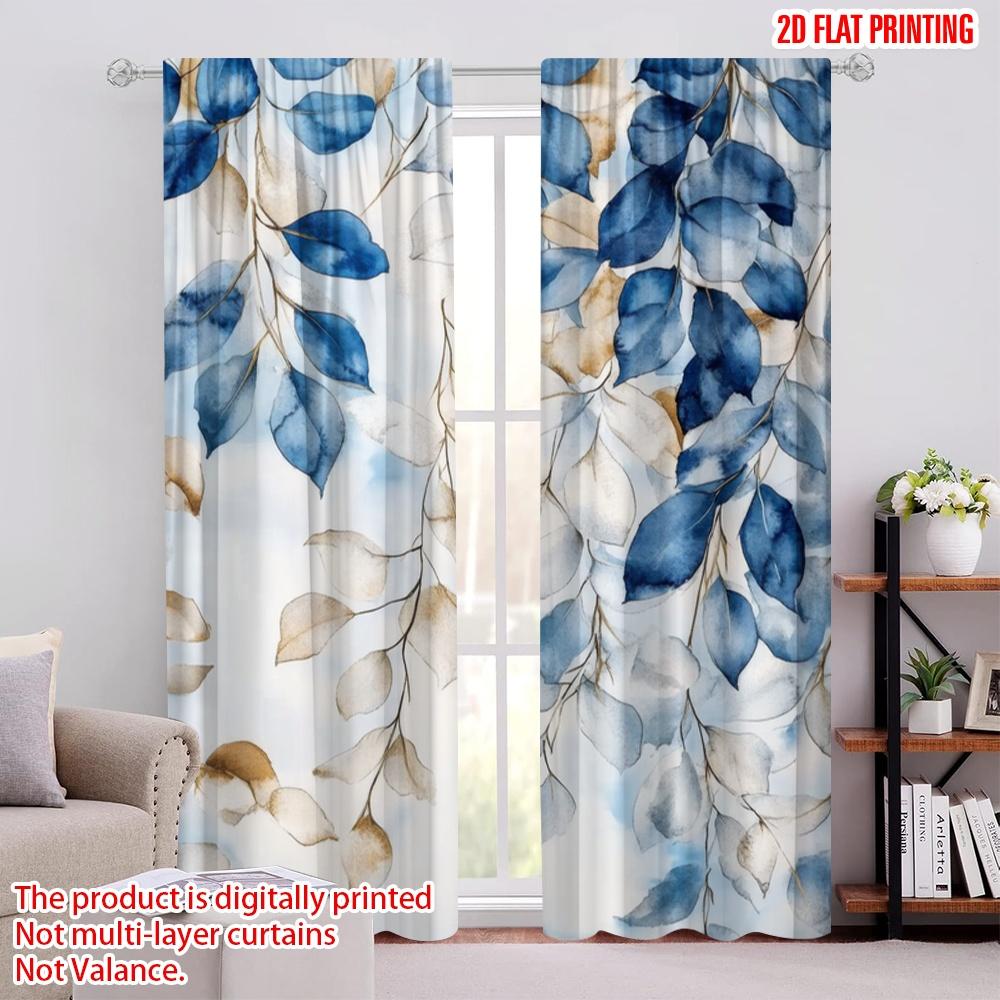 

2pcs,2D plane printing Pattern Curtains Watercolor Leaves Polyester Woven (without rod) Decorations Inside Ldeal for Home & 52.50 × 116.00 cm 2 pcs