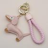 Adorable Sausage Dog Car Keychain PU Leather Cartoon Pendant Unique Puppy Lover Gift