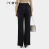 PORTS Women's Black Textured Wool Blend Straight-Leg Pants