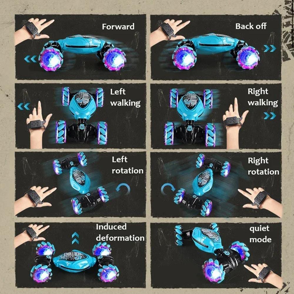 4WD Gesture Sensing RC Stunt Car with LED Lights | Transforming Remote Control Toy for Kids | Gift Idea