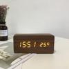 Wooden Square LED Smart Alarm Clocks for Bedrooms Digital Bedside Clock with Temperature Voice Control Desktop Clock
