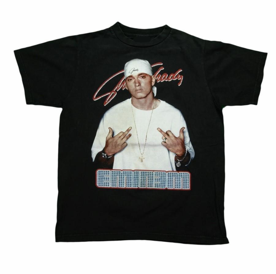 Vintage HEAVY METAL Eminem Slim Shady Hip Hop Rap T Shirt 2000s Black Reprint Gi S
