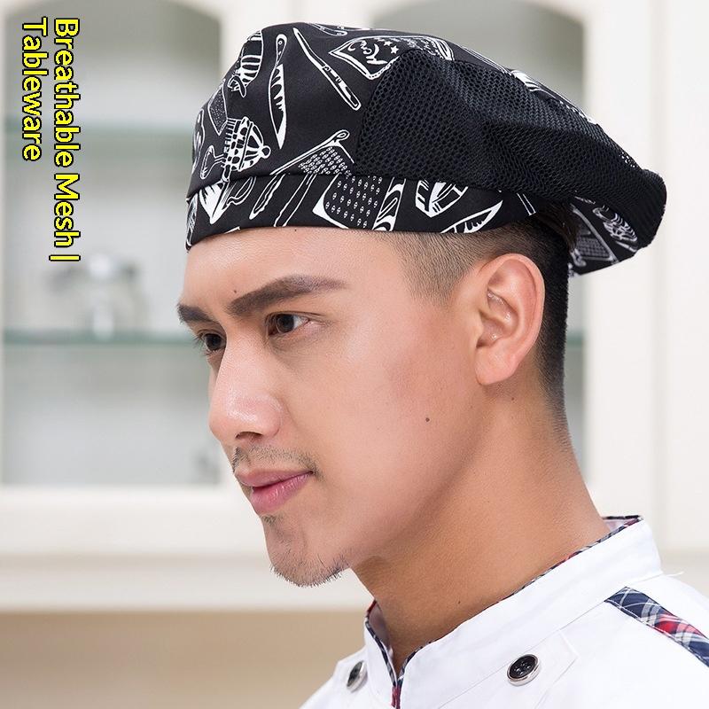Waiter Beret Breathable Mesh Chef Hat Catering Milk Tea Baking Work Hat Men Women