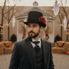Artificial Rose Rose Gentleman Cap Vibrant Red Magician Fedora Headwear Gothic Lovers