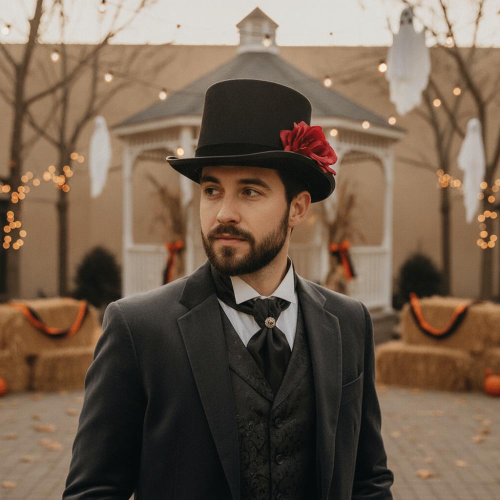 Artificial Rose Rose Gentleman Cap Vibrant Red Halloween Cosplay Headpiece Theme Photography