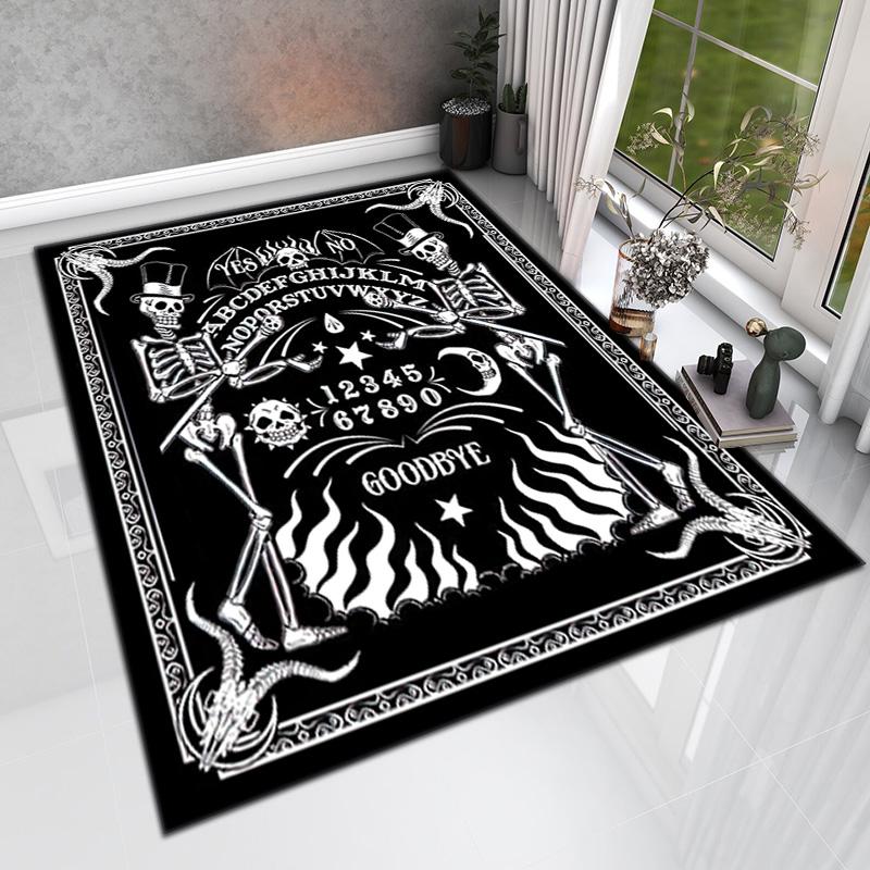 1PC Skull Dark Gothic Pattern printed Carpet Rug for Living Room Bedroom Home Sofa Decoration,Non-slip Floor Mat Floor mat