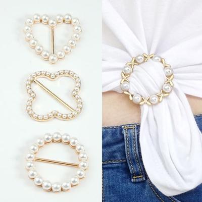 Silk Scarf Ring Clip T-shirt Tie Clips for Women Fashion Metal Round Circle