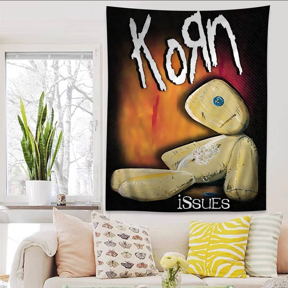 Rock Band K-Korn Anime Tapestry Hippie Flower Wall Carpets Dorm Decor Cheap Hippie Wall Hanging