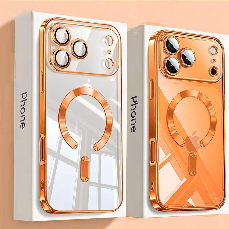 For Magnetic Plating Case For For Iphone Air 17 17e 16e 16 1 14 13 12 11 Pro Max Plus Wireless Charge Clear Soft Back Cover