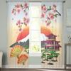 Japanische Sakura-Blüte Japanischer Kirschbaum Transparente Vorhänge für Wohnzimmer Tüll-Fenstervorhang Schlafzimmer Küche Schleier Vorhänge