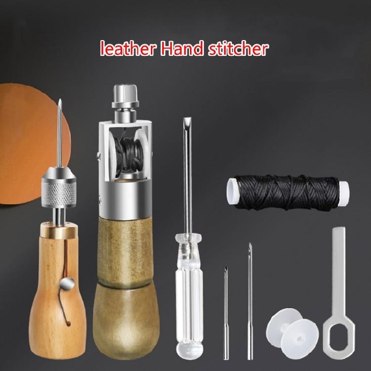 Leathercraft Repair Tool Set Including Sewing Repair Awl, Straight Needle, Small Screwdriver, Thread, Bobbin