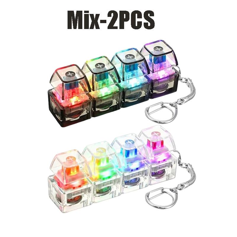 Led Light-Up Keychain Keyboard Clickable Button Fidget Toy For Stress Anxiety Relief Portable Desk Accessory Office Decor Gift