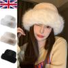 Winter Warm Fluffy Faux Fur Bucket Hat for Women Thermal Windproof Fisherman Cap Warmer
