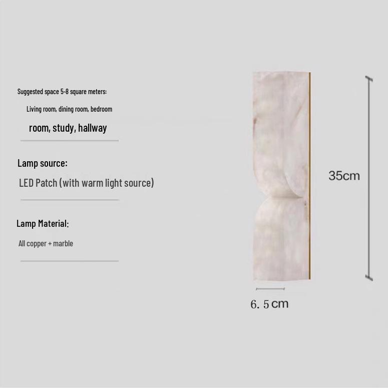 Minimalist All-Copper Marble Wall Lamp - Luxury Design for Living Room or Bedroom