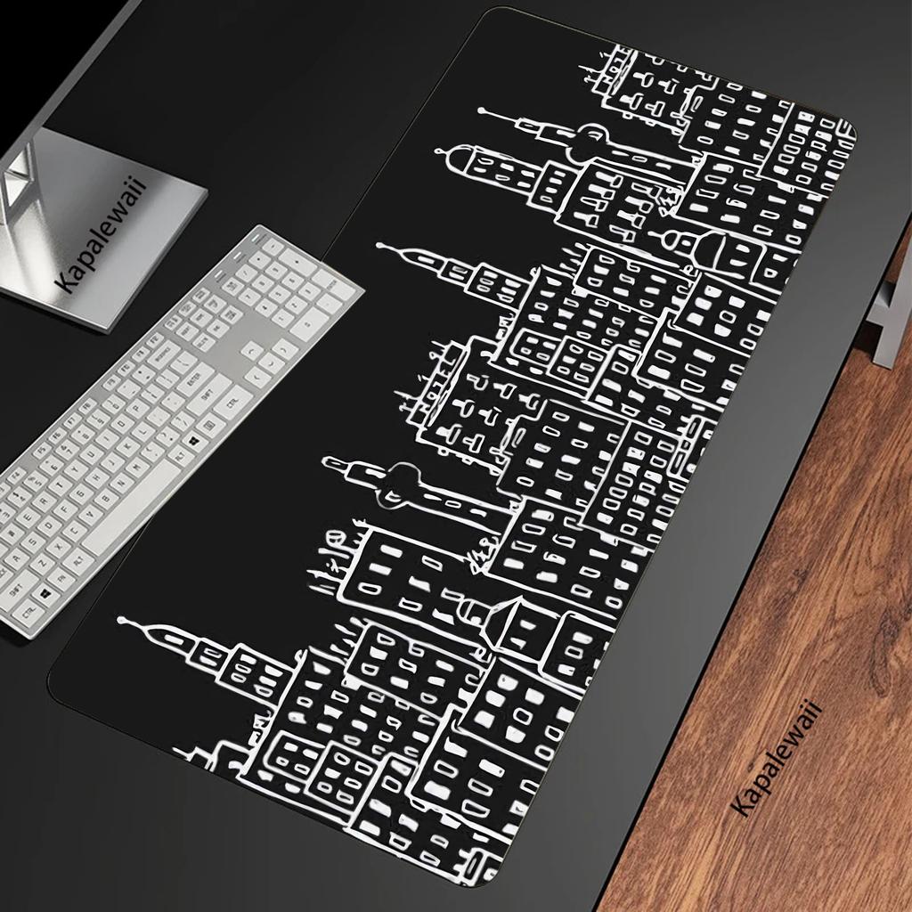 Schwarz-Weiß Gaming-Mauspad Gamer Speed Zubehör Tastaturunterlagen Verriegelungskante Computer-Mauspad Notizbuch Büro-Mausmatte