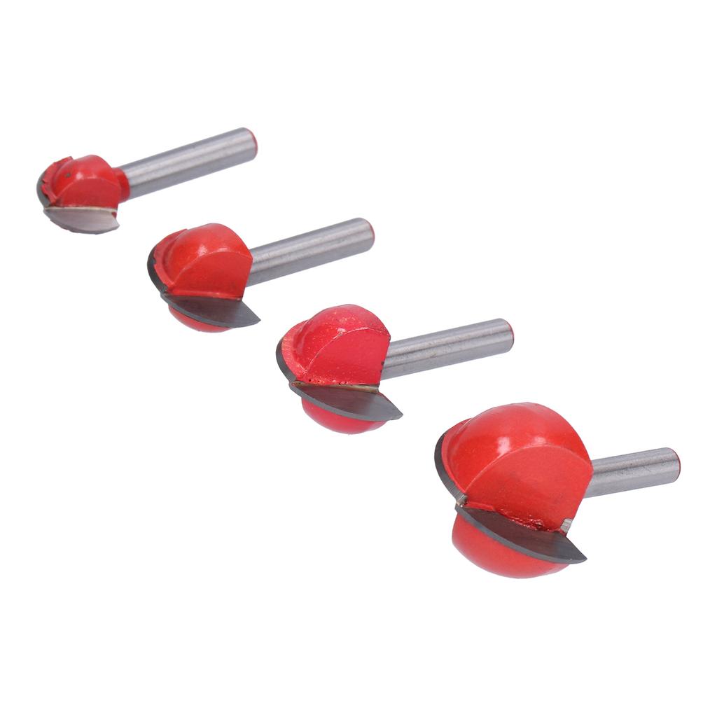 4Pcs Bowl Router Bit Ball Bearing Dish Carving CNC Milling Cutter Arc Digging Trimming Tool