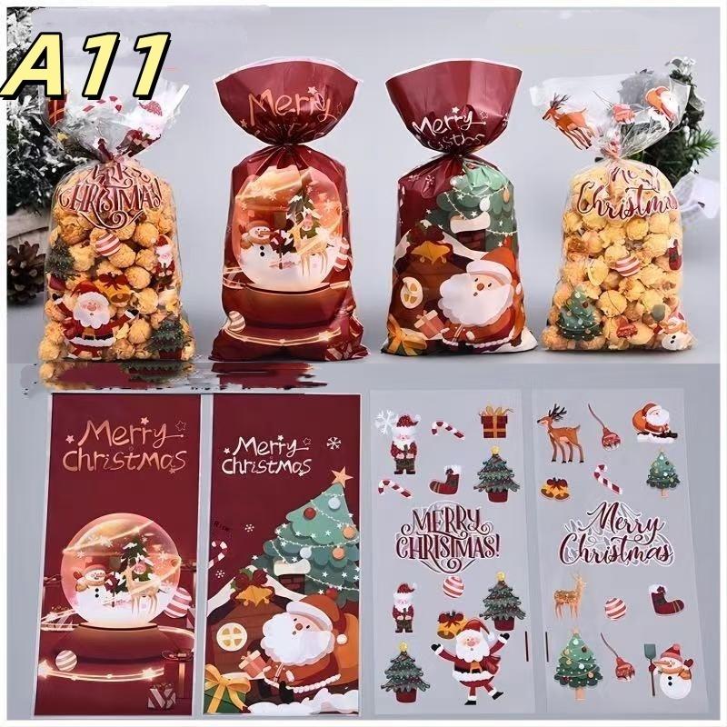 50 ks Vánoční sáčky na cukroví Vánoční dekorace Dárková taška Santa Claus Navidad Vánoční dárkové tašky Vánoční sáček na balení sušenek