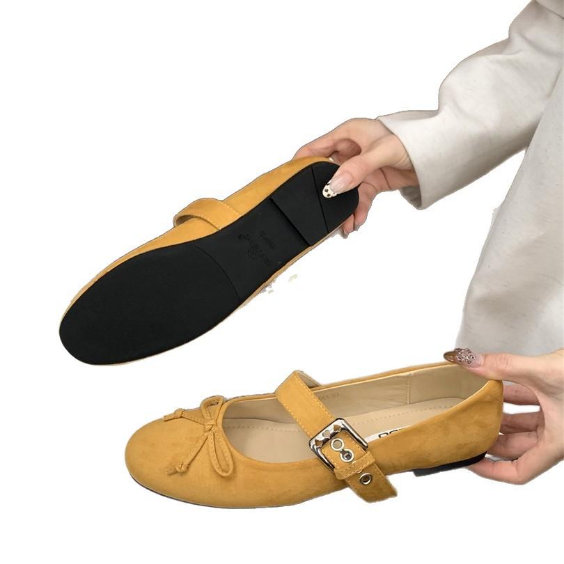 Flat Bottom Round Head Design Single Shoes Women's Shoes 2025 New Spring and Autumn Bow Gentle Ballet Mary Jane Shoes