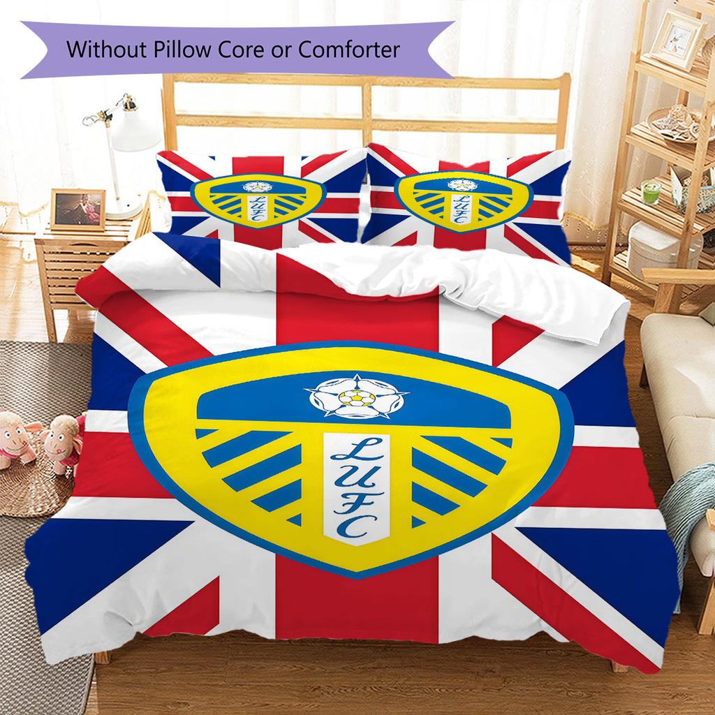 LUFC Logo Bedding Quilt Set Quilt Cover Pillowcase Home Decoration Birthday Gift (1 * Duvet Cover + 2 * Pillowcase, Without Core)