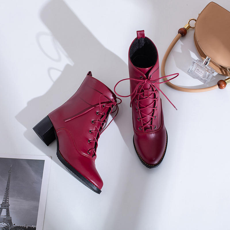 Women's High-heeled Short Boots Autumn and Winter Comfortable Versatile Thick-heeled Large-size Casual Short Boots