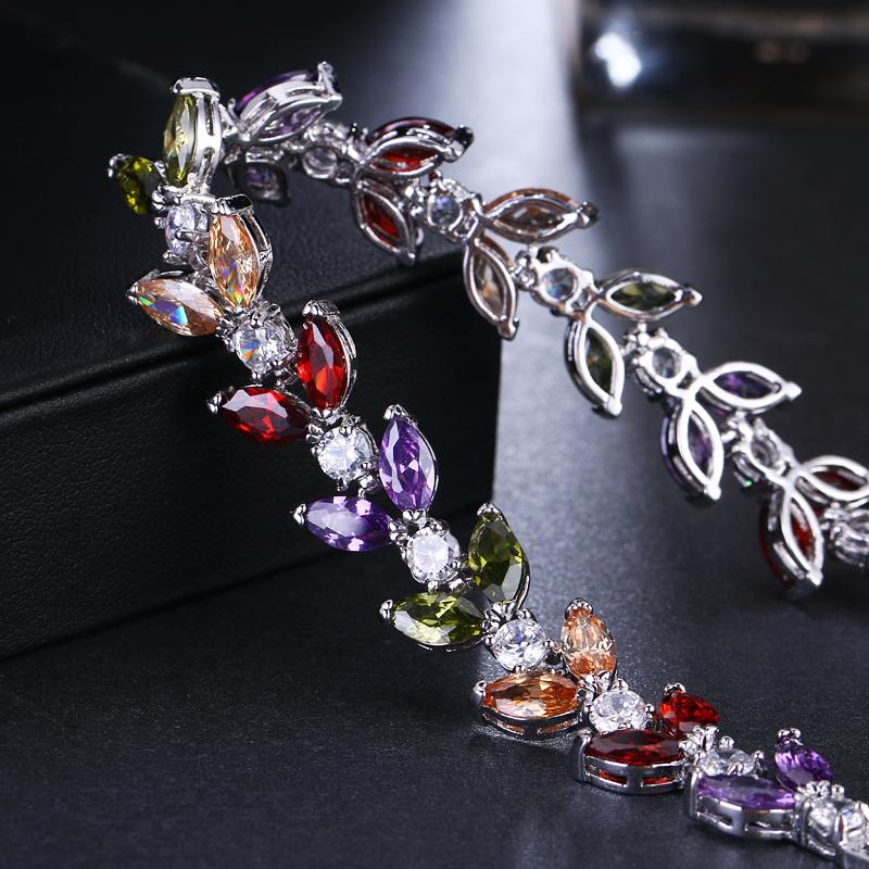 Emmaya Vendita Braccialetti a Catena Lussuosi Multicolore Zircone Cubico Intarsio Charms Braccialetto da Polso Sposa Per Donne Nuziale Gioielli Nuziali Lusso Catena