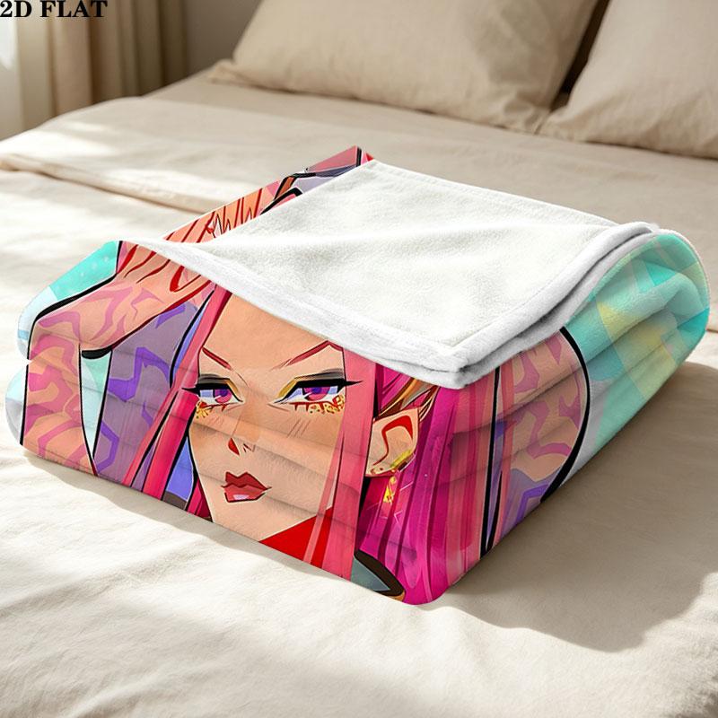 1PC Kpop Demon Hunters Patterned Flannel Blanket Suitable For All Seasons For Home Decor Warmth And Comfort Gifts Holiday Present