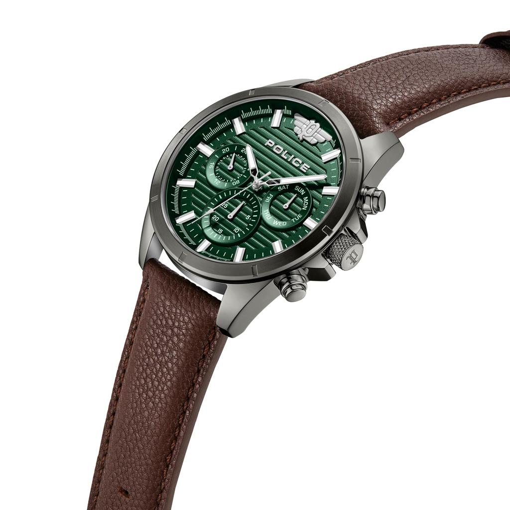 Watch MALAWI Green Dial Leather Strap PEWJF2227811 [POLICE][Authentic] Men's