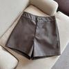 Women's High Waist PU Leather A-line Shorts - Autumn/Winter Slimming Bootcut Style