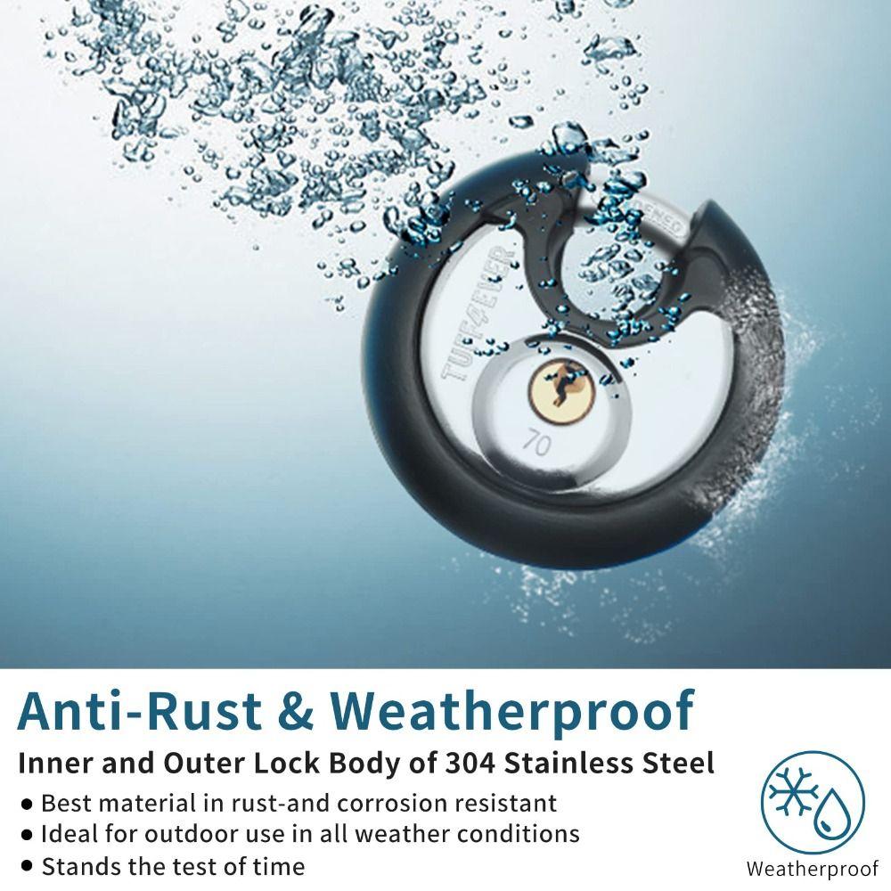 Stainless Steel Discus Lock 3/8 Inch Shackle Storage Lock for Warehouse, Garage and Outdoors