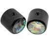 Musiclily Pro 1/4" Steel Abalone Dome Knobs, Horizontal Thread, Universal Fitting for Electric Guitar/Bass, Black (Set of 2)