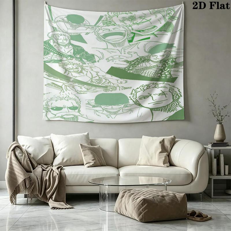 One Piece Roronoa Zoro Wall Tapestry Aesthetic Wall Hanging Printed Fabric Blanket Decorative Tapestries For Bedroom Living Room Home Decor