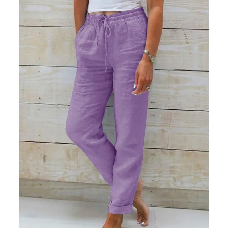 YWomen s Fashion Casual Solid Color Print Pants & Capris S фиолетовый