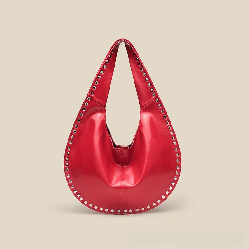2026 Fashion Women's Bag Single Shoulder Slant Hanging Rivet Crescent Underarm Casual Tote Handbag