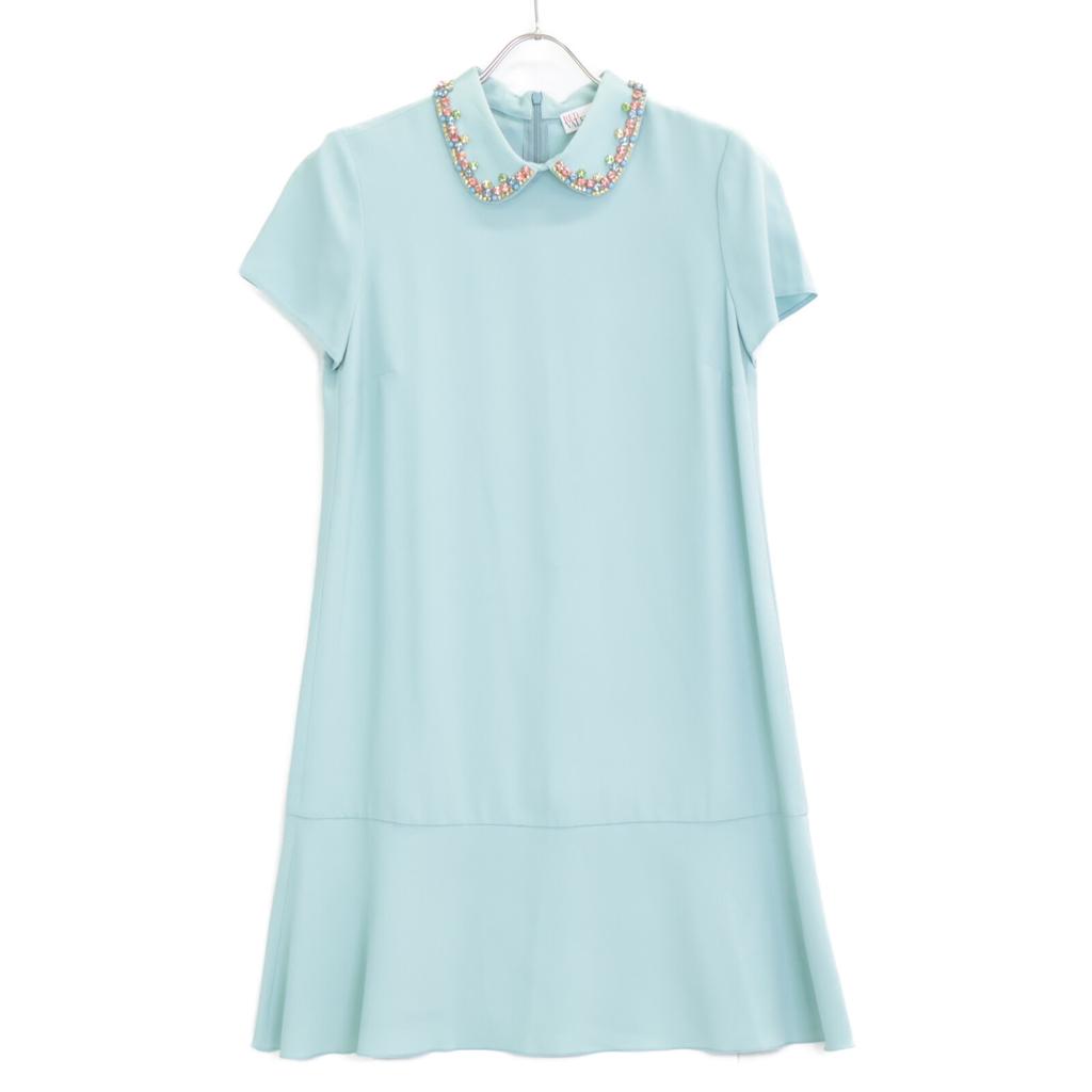 RED VALENTINO SR3VAH020F1 Green Collar Bijou Dress dress 40 greenUsed