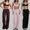 Yoga Sports Bra With Removable Pads High-Waisted Wide-Leg Cropped Pants Set Women Workout Fitness Dance