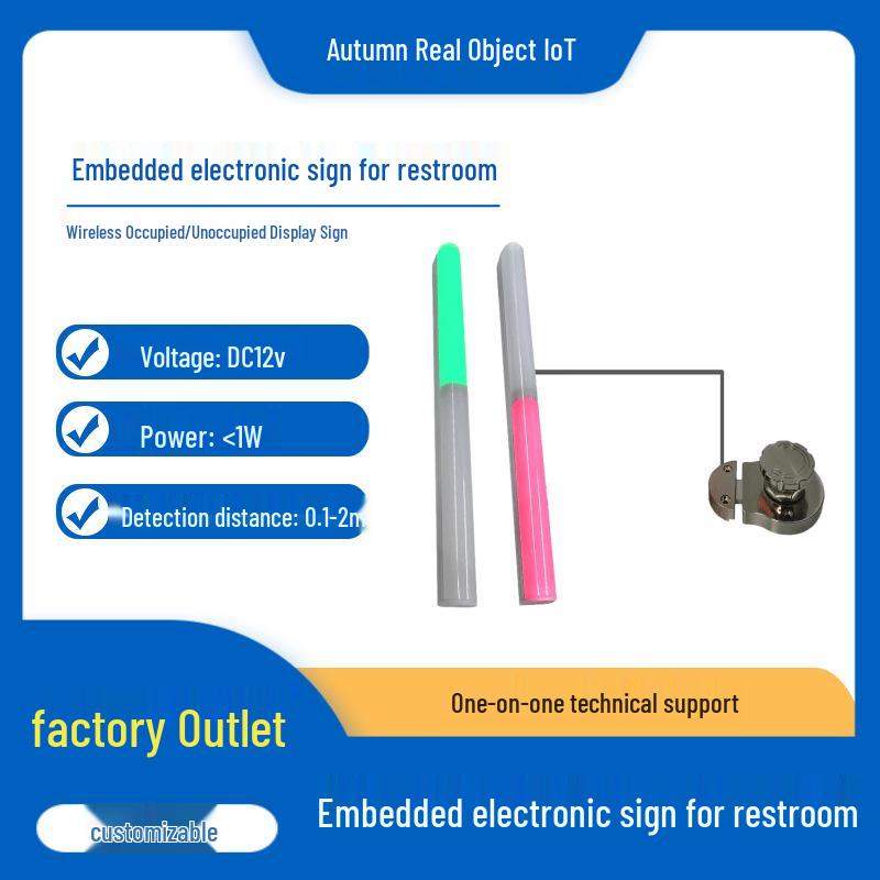 Smart Restroom Sign: Embedded Electronic Sensor with Red/Green Indicator Light Squat Restroom Sensor + Multi-Level Indicator Kit