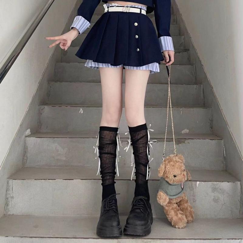 Ballet-Style Mary Jane White Lace Bow Ankle Socks - Super Thin Summer Mid Length