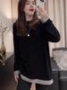2026 Spring/Fall Faux Two-Piece Long Sleeve Women's Thick Mid-Length Loose T-shirt