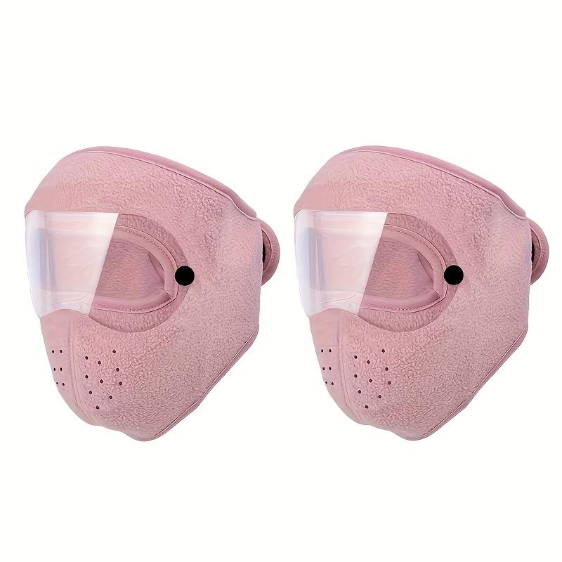 

2 шт. Зимова тепла маска для обличчя зі знімною прозорою лінзою проти запотівання, регульована застібка-липучка, закриває все обличчя для чоловіків і жінок 2pcs рожевий