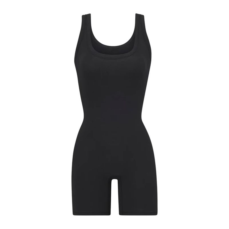 

American Skims Pure Color Shaping Pants Sports Yoga I-Shaped Vest Thin Summer Jumpsuit Female Pure Cotton Black S