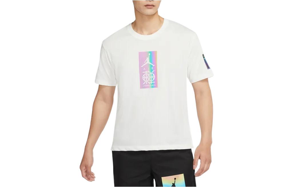 Jordan T Shirts Men s White Crew Neck Moderate Straight Fit DV6279-133 XS