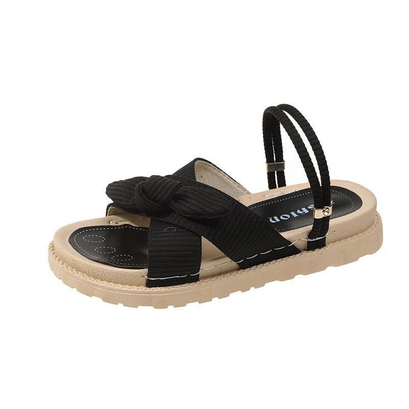 Two sandals for women's summer wear 2025 new ins trendy with skirt thick-soled fairy style student flat slippers