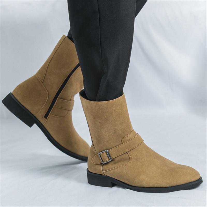 Fashion Winter New Fashion Men's Pointed Suede Leather Chelsea Ankle Boots  Male Casual Luxury Brand High-top Shoes Zapatos Hombre