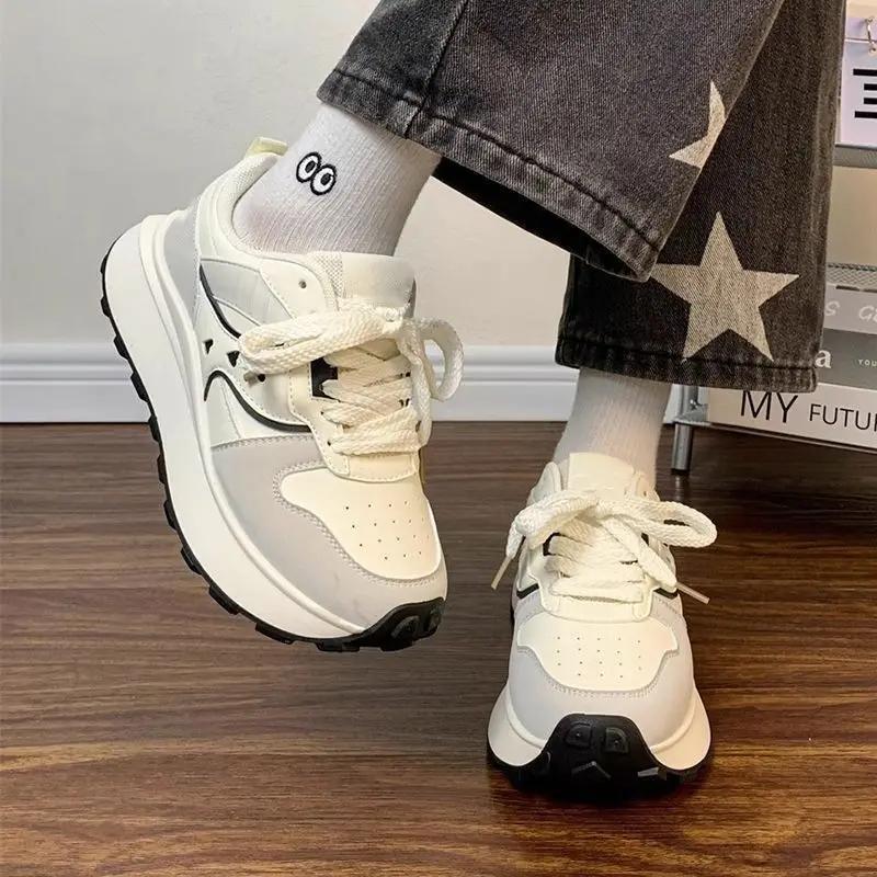 Lace Up Sneakers Shoes for Women 39 Stylish Original Designer Luxury Vulcanized Shoe High Quality Cheap Casual Woman Footwear