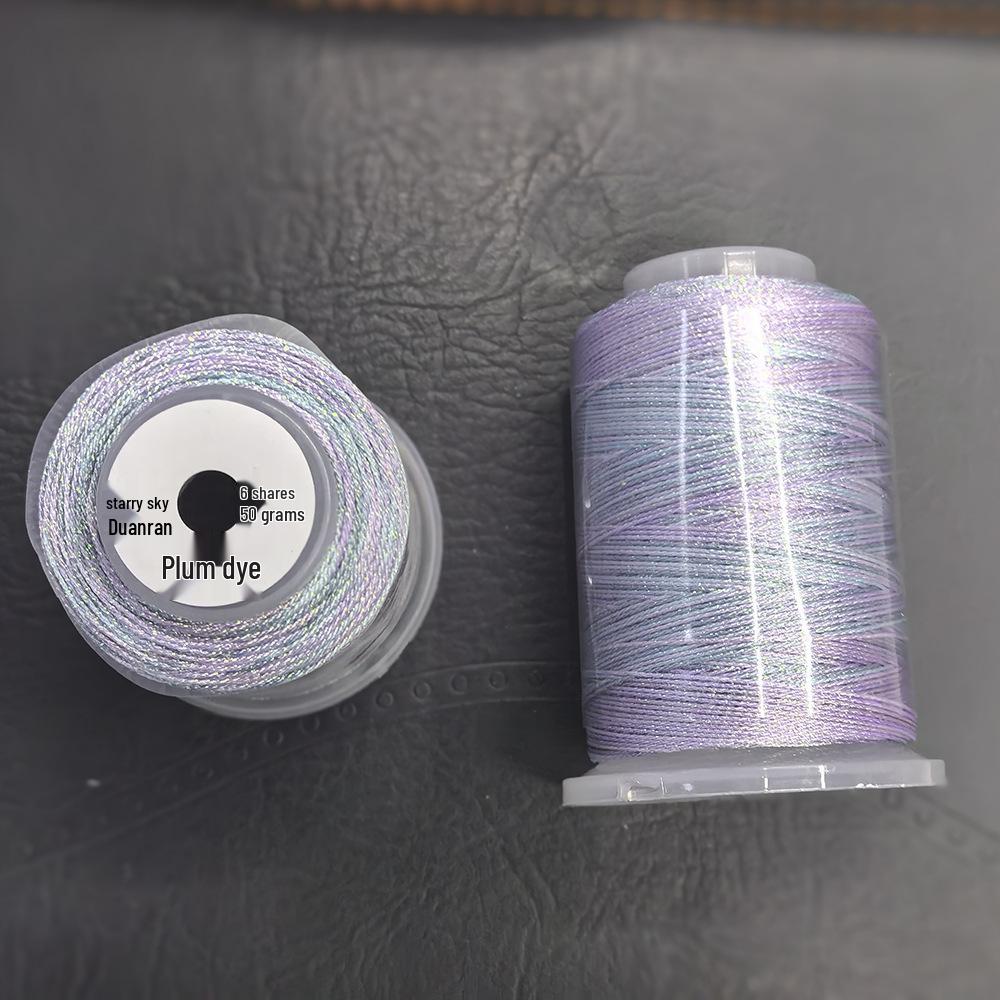 Starry Sky Gradient Yarn: 6-Strand Purple Illusion Tassel for DIY Bracelet & Handmade Weaving Accessories.