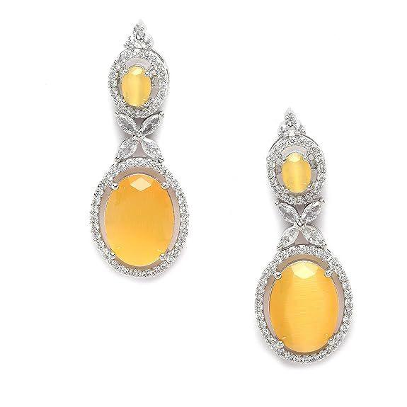 Versilberte, mit amerikanischen Diamanten besetzte, ovale Tropfenohrringe, Schmuck für Mädchen und Frauen